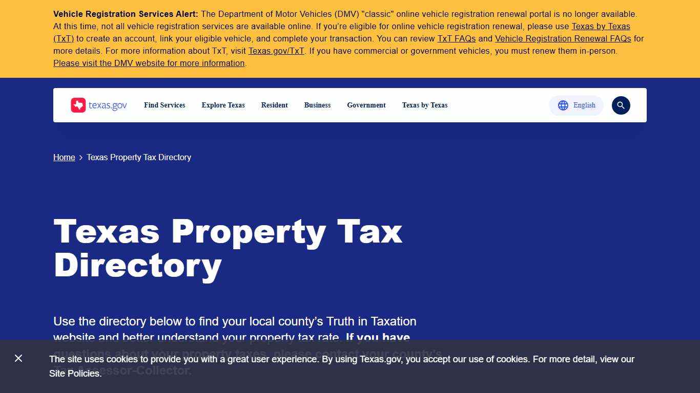 Texas Property Tax Directory Texas.gov
